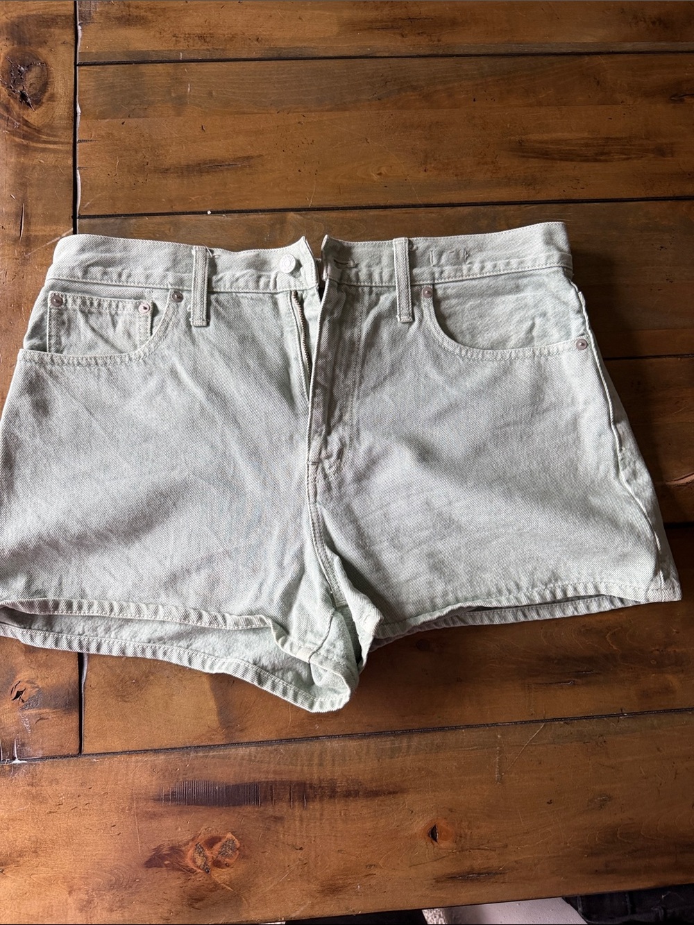 Madewell Light Mint High-Rise Denim Shorts